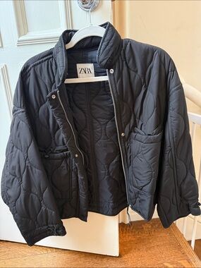 ZARA Black Quilted Puffer Jacket